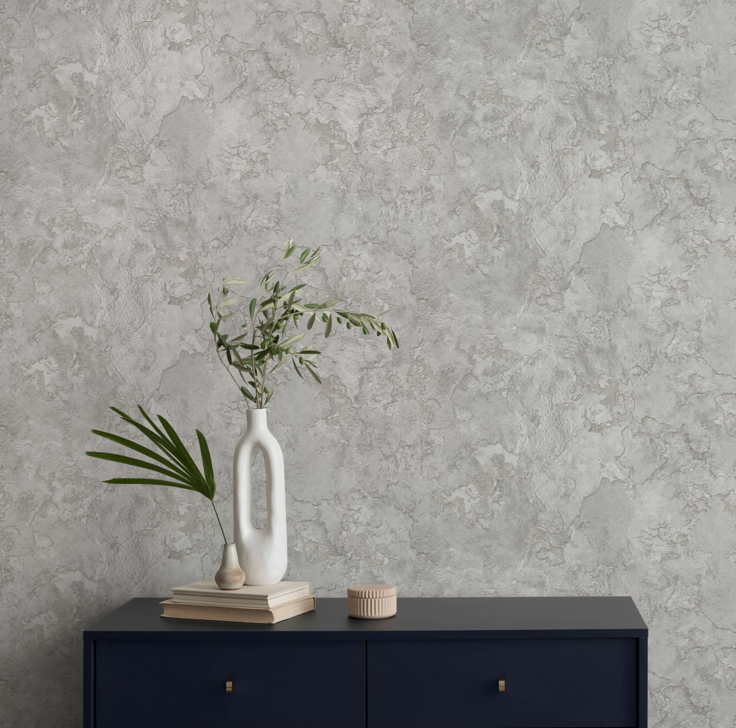 Gray Embossed Wallpaper – Glittering Accents (24109-1)